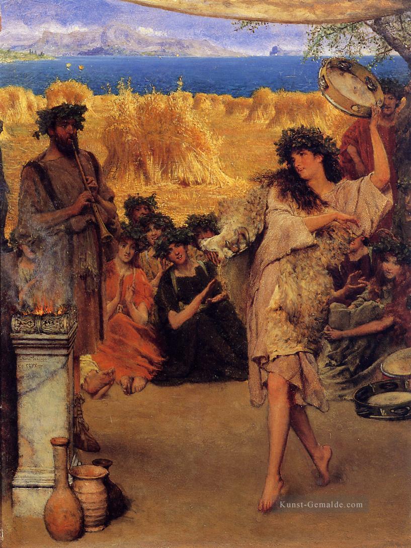 Ein Erntefest Ein Tanzen Bacchantin zur Erntezeit romantische Sir Lawrence Alma Tadema Ölgemälde